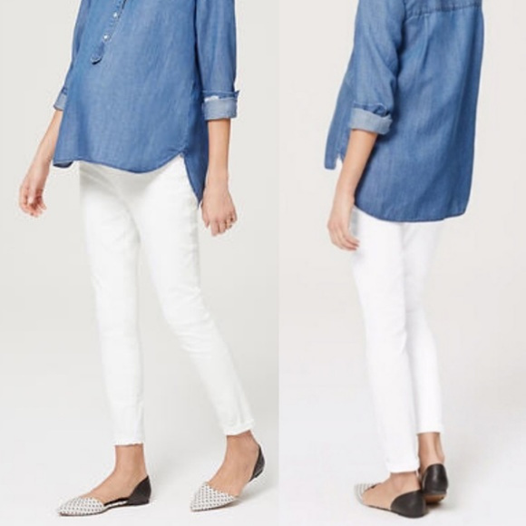 LOFT Denim - LOFT Petite Maternity White Cropped Jeans